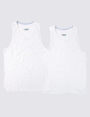 XXXL 2 Pack 4-Way Stretch Cotton Vests with StayNEW&trade;